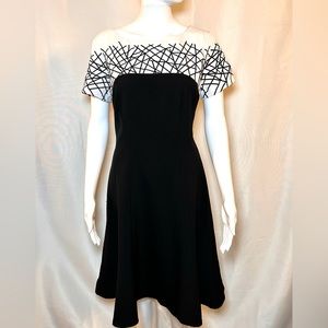 Ann Klein Women's Swing Fit Flare Dress Size 10 Black/Ivory